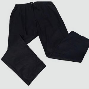 High-Waisted Linen Navy Blue Lightweight Coastal Casual Lounge Pants Pockets Lg